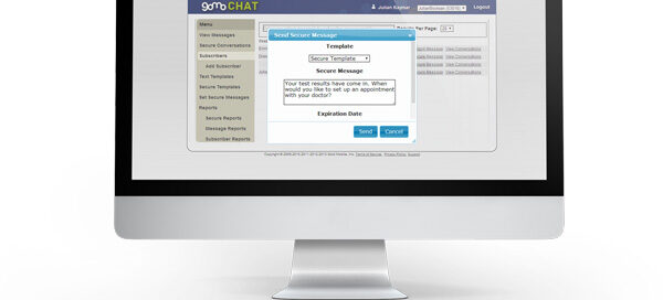 A computer monitor displaying a chat interface.