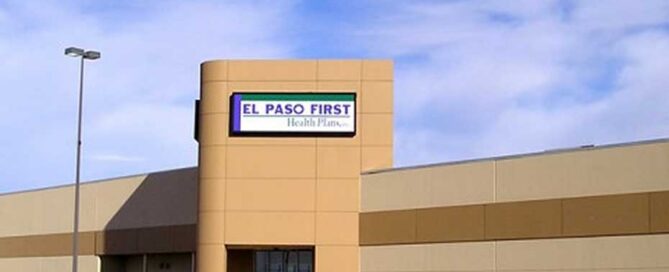 El Paso First Health Plans office building under a clear blue sky