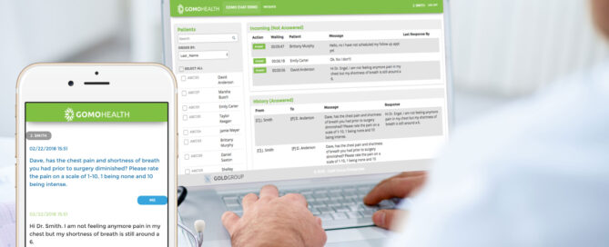 GoMo Health Chat secure dashboard displayed on phone and computer.