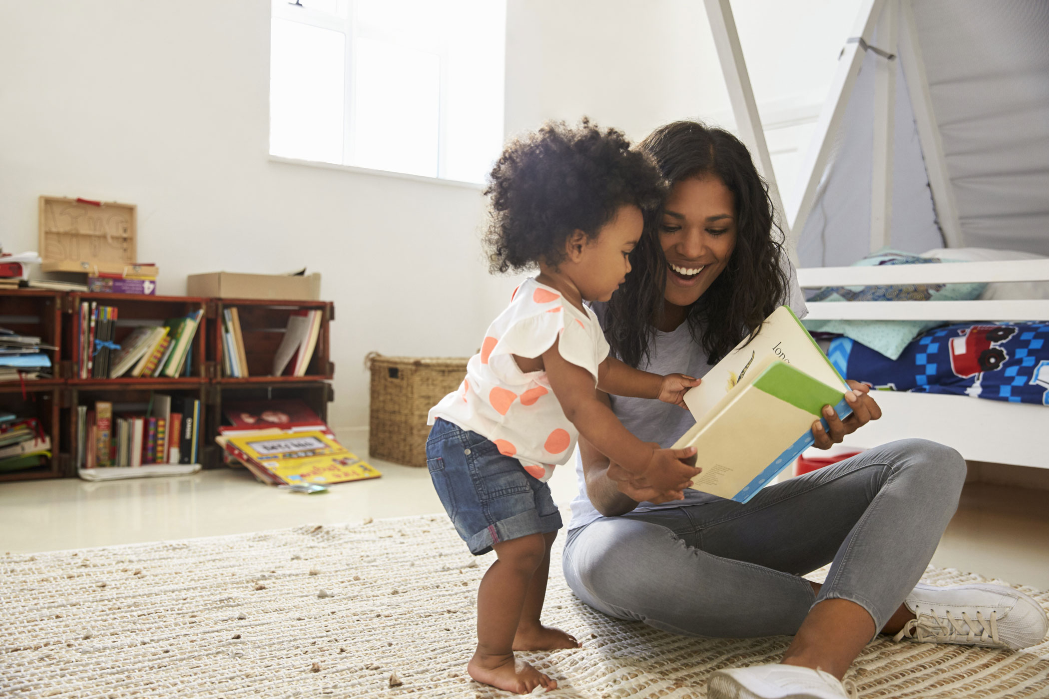 Mother Reading to Child Background improving childhood literacy