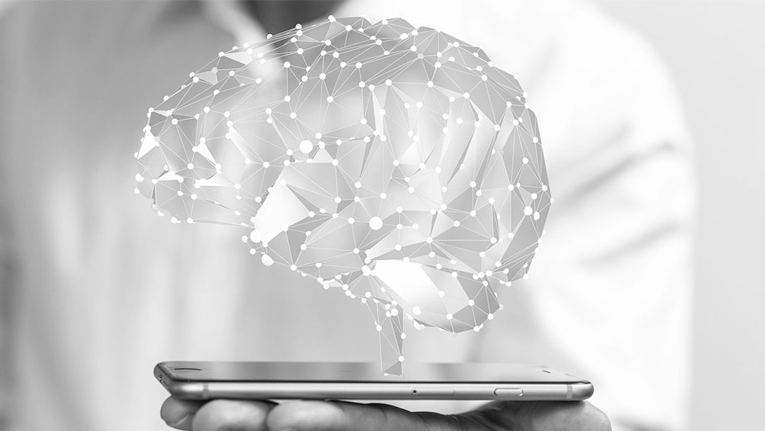 Brain on Phone Black and White