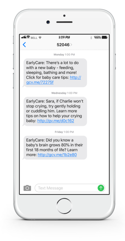GoMo EarlyCare Text Messages on Mobile Phone
