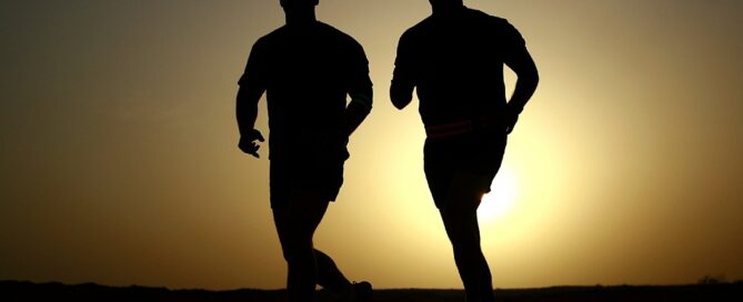 Silhouettes of runners.