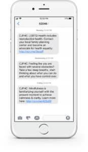 CJFHC PHE Personal Concierge Message Mockup on phone screen.