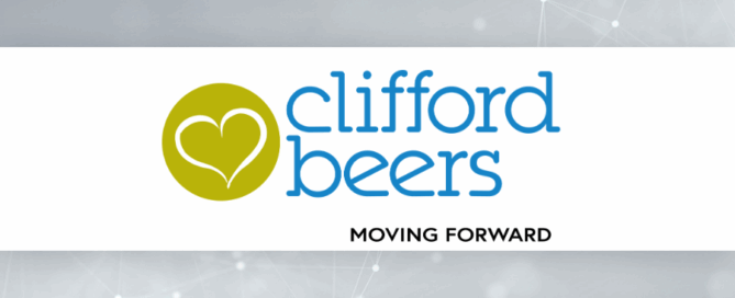 Image with logo for "Clifford Beers," with the text "MOVING FORWARD" underneath.