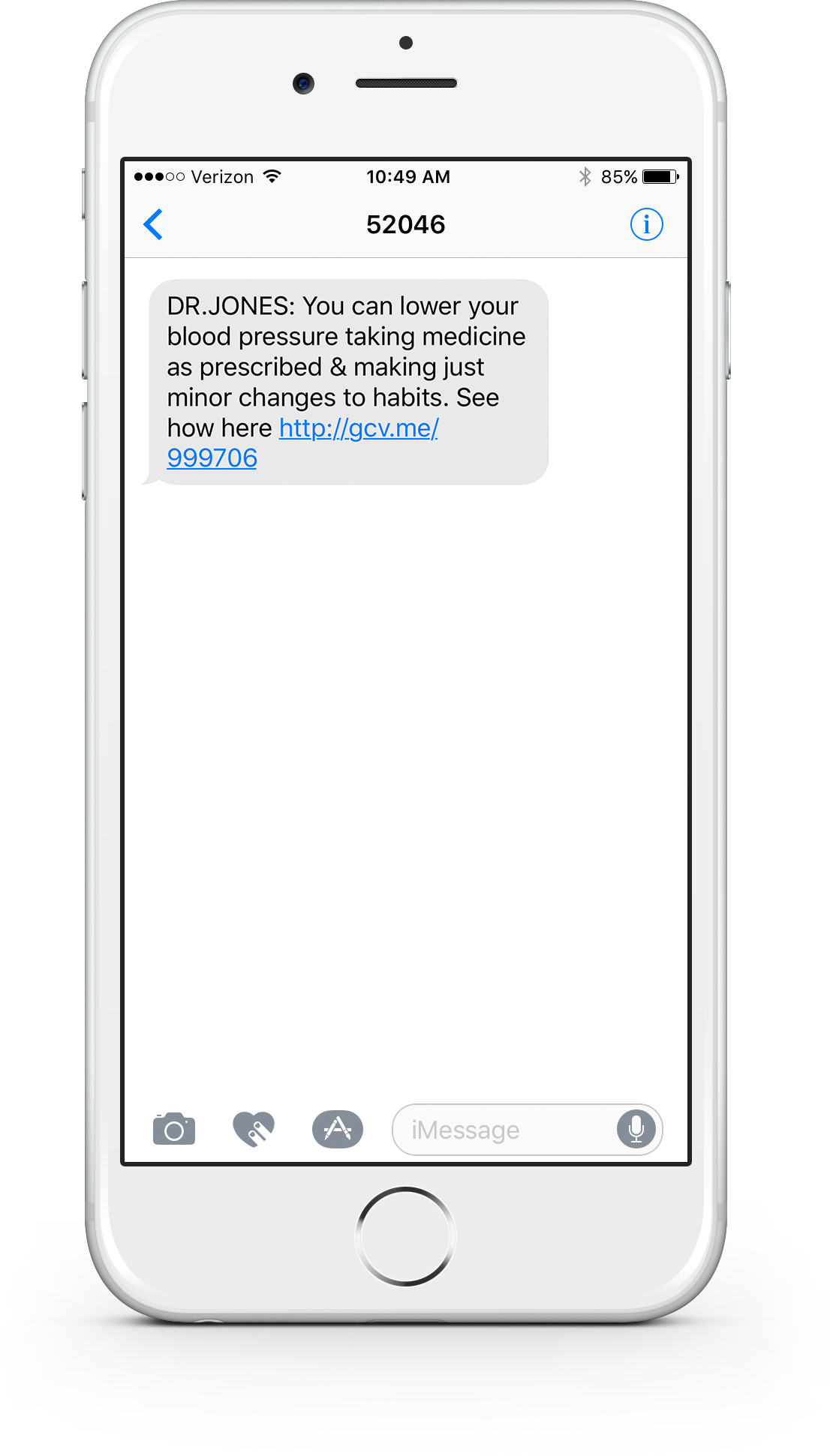 Optimus Personal Concierge Message Mockup on phone