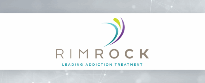 Image with logo for "RIMROCK," which includes the name prominently displayed alongside the tagline "LEADING ADDICTION TREATMENT."