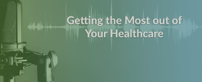 A microphone with audio waveforms in the background.