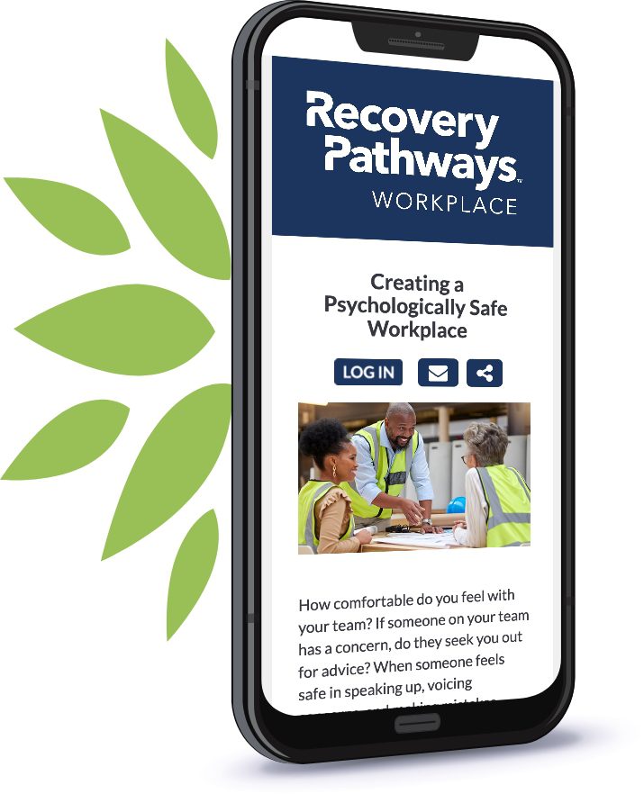 Recovery Pathways: Workplace screenshot on phone