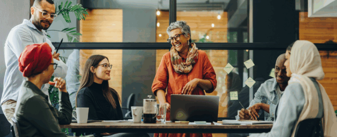 A group of professionals is engaged in a collaborative meeting.