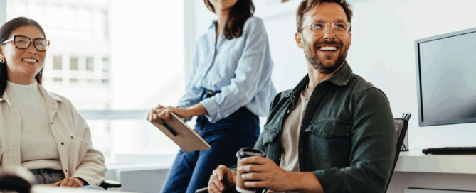 A group of people engaged in a conversation.
