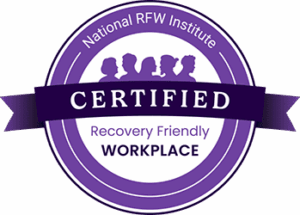 Certified Recovery Friendly Workplace badge.