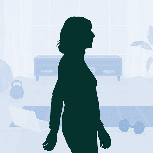 Self-Care Silhouette of a middle aged woman walking