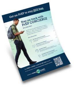PrEP Concierge flyer promoting free HIV prevention services with QR code