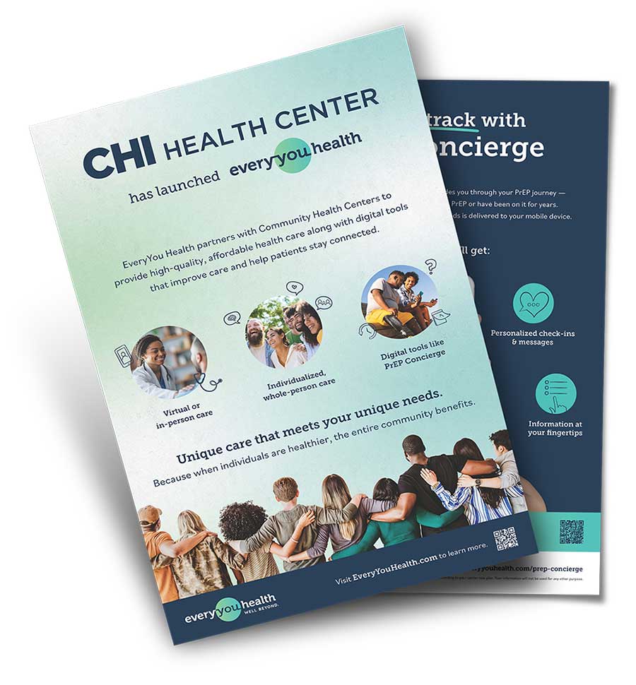 CHI Health Center flyer promoting personalized care and community health services