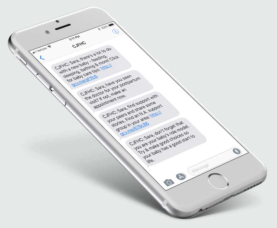 CJFHC Personal Concierge Messages displayed on phone screen