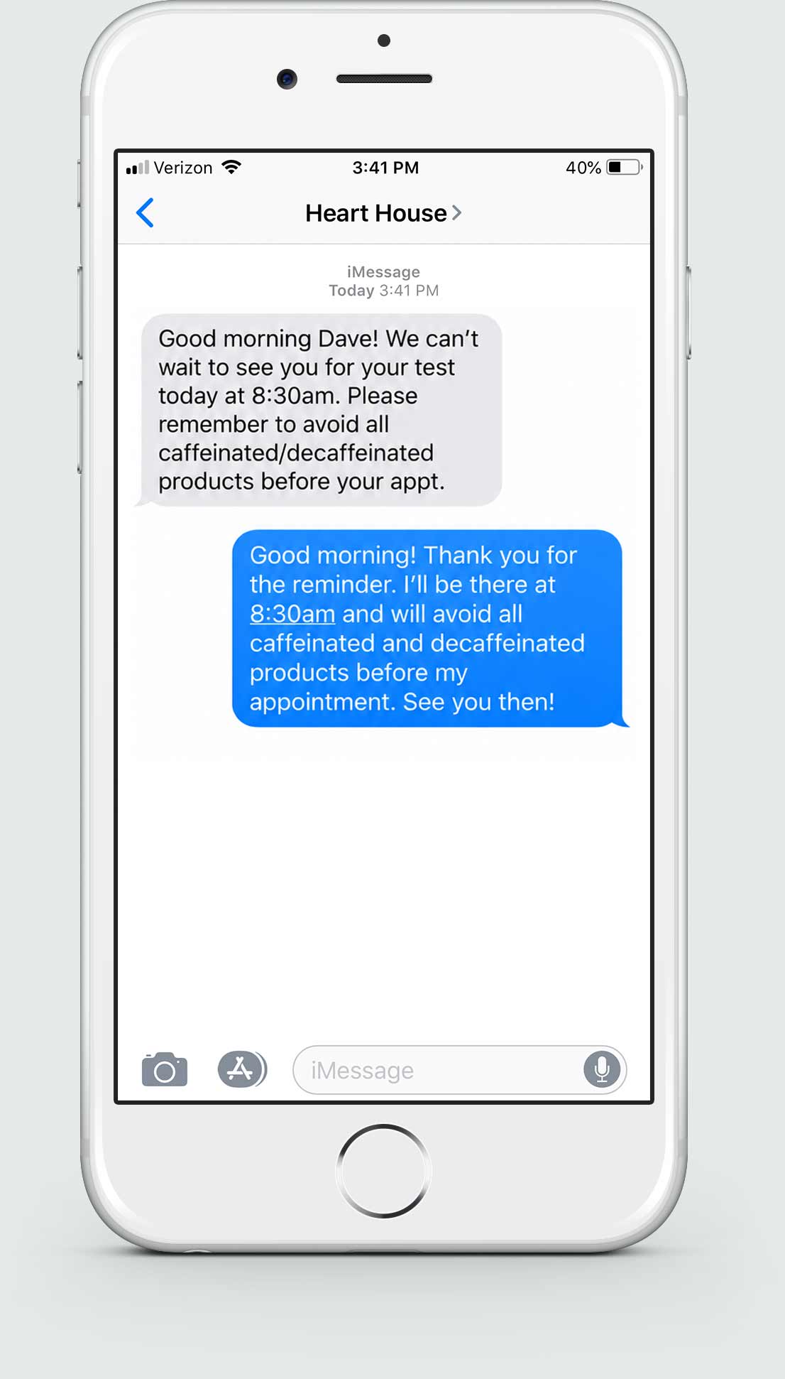 Heart House Text Message Reminder Mobile Mockup